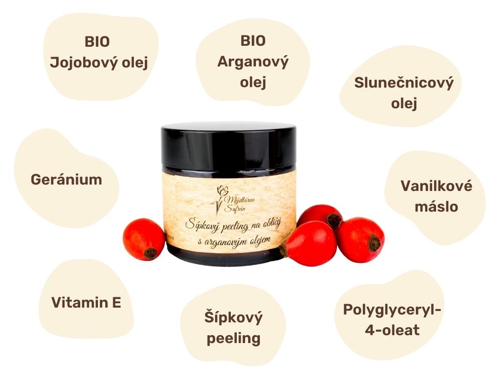 Šípkový peeling na obličej s arganovým olejem