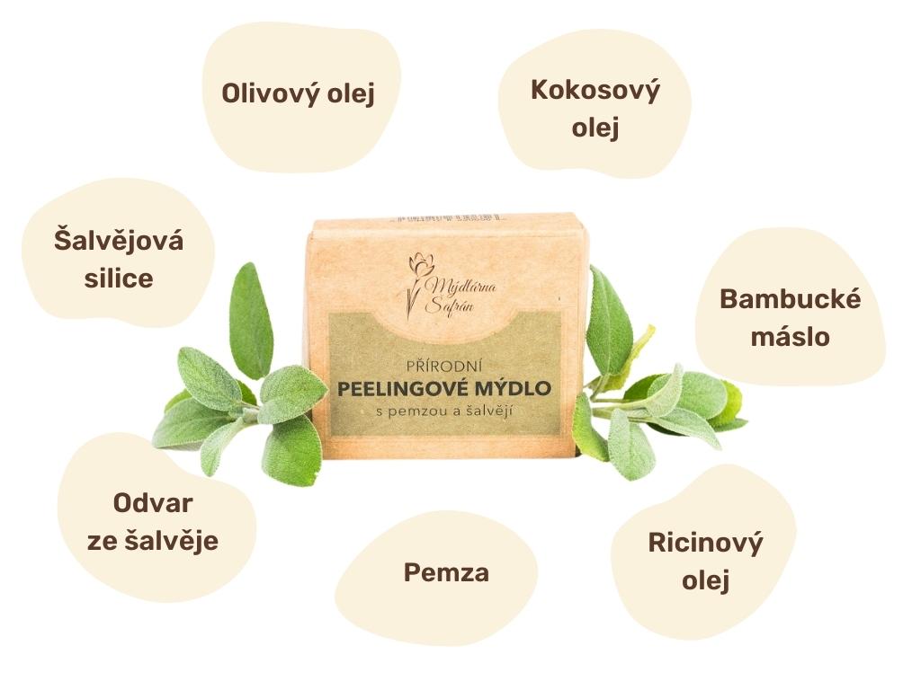 Přírodní peelingové mýdlo s pemzou a šalvějí