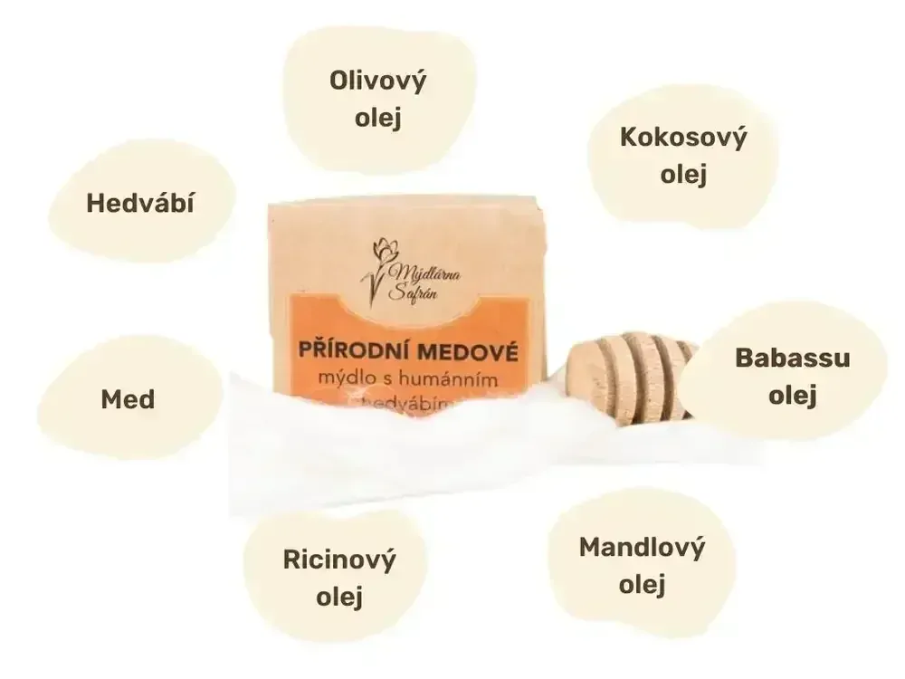 Přírodní medové mýdlo s humánním hedvábím 