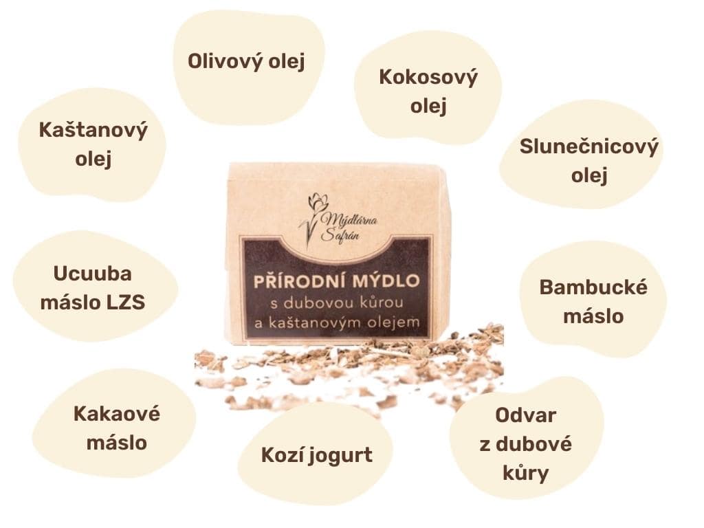 Přírodní mýdlo s dubovou kůrou a kaštanovým olejem