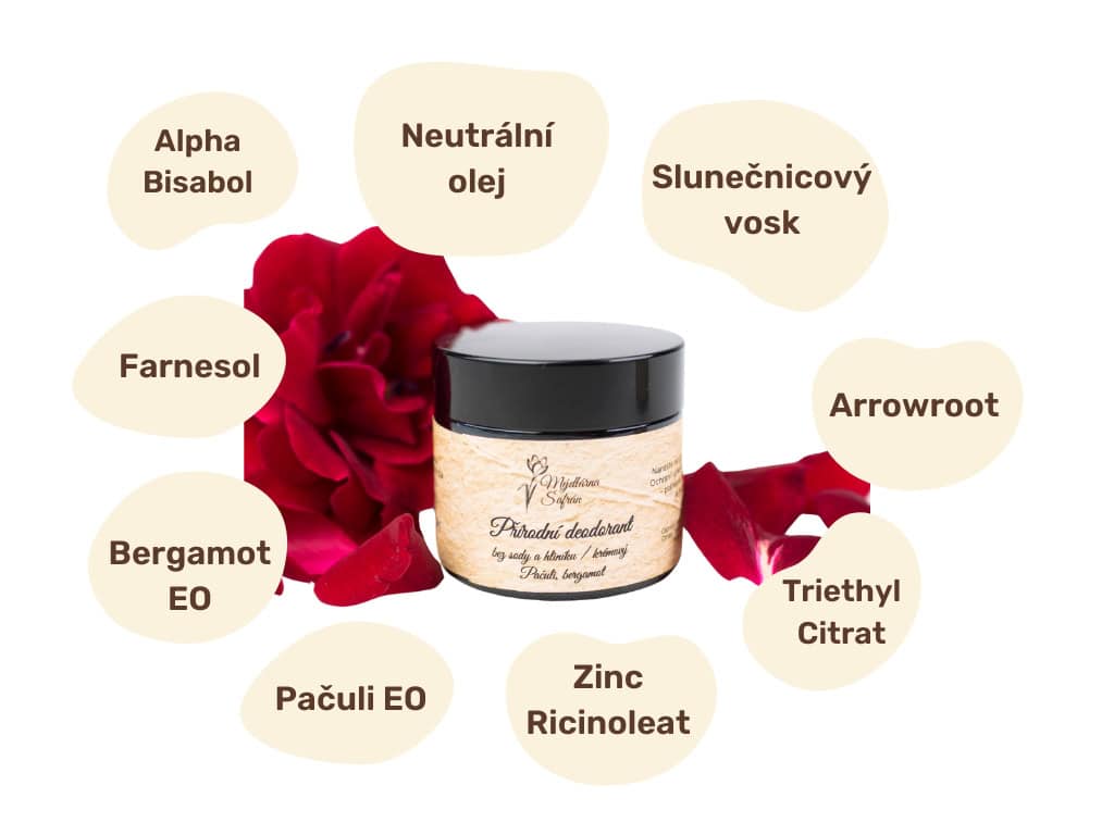 Přírodní deodorant pačuli a bergamot- bez sody a hliníku krémový
