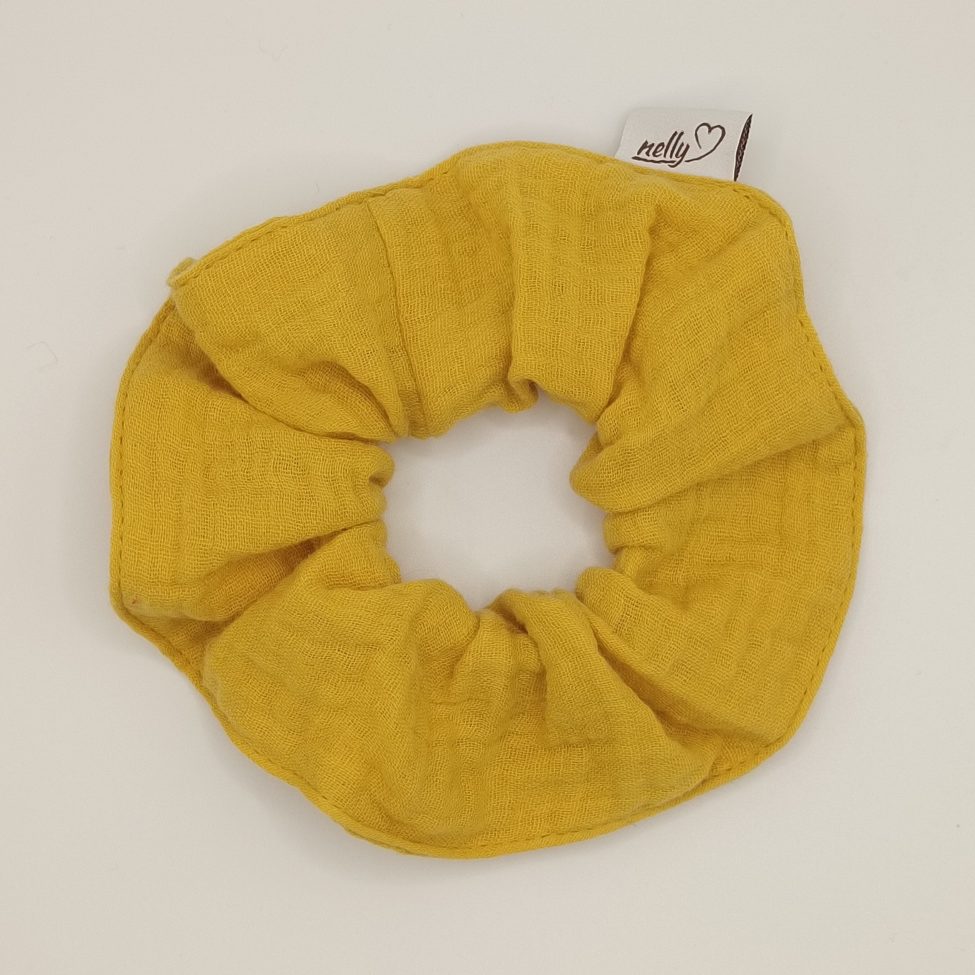 Mušelínová gumička scrunchie žlutá