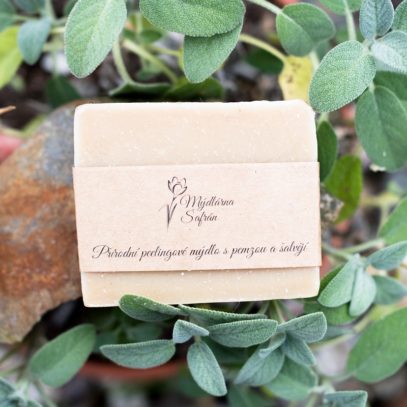 Přírodní peelingové mýdlo s pemzou a šalvějí
