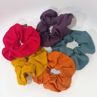 Lněná gumička scrunchie